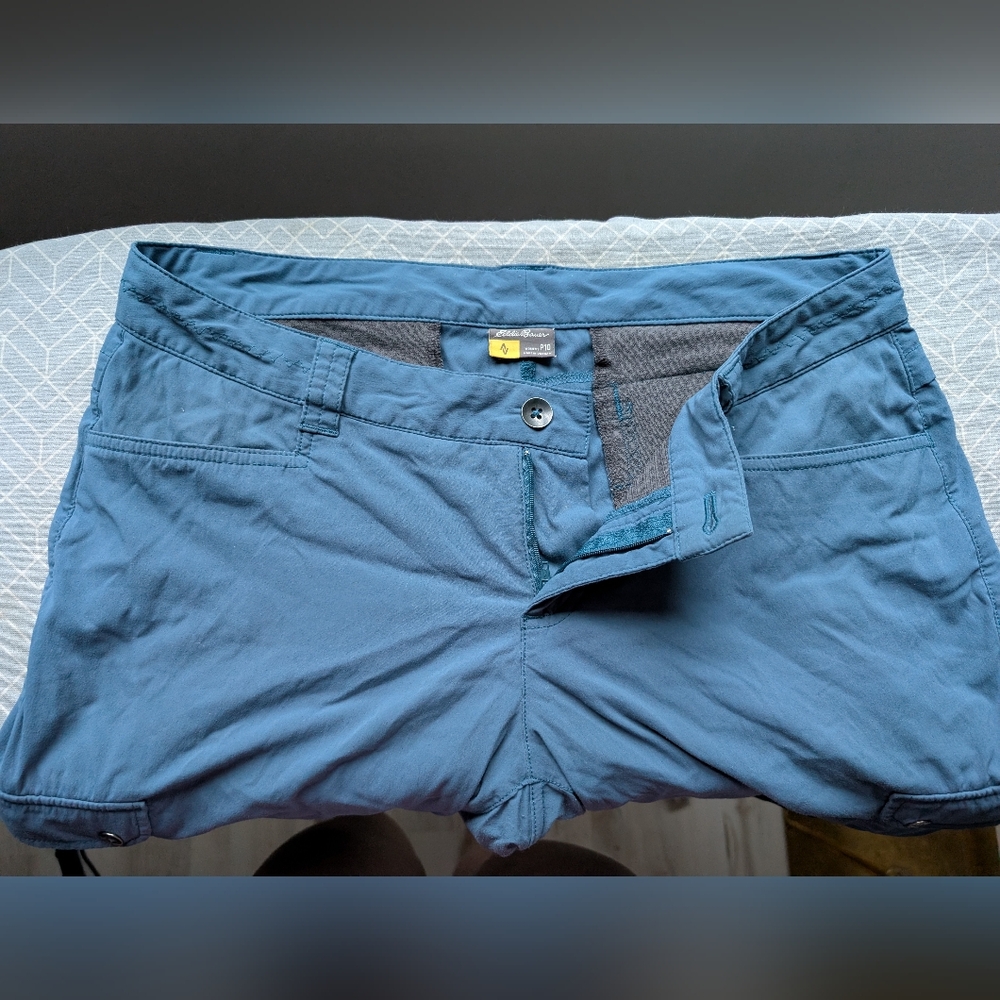 Eddie Bauer Petite 10 Travex Flexion Horizon Teal Capri Pant Teal